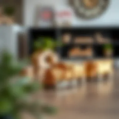 A beautifully arranged wooden train set as a decorative home piece