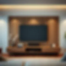 Modern floating entertainment center showcasing sleek design