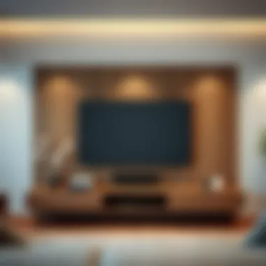 Modern floating entertainment center showcasing sleek design