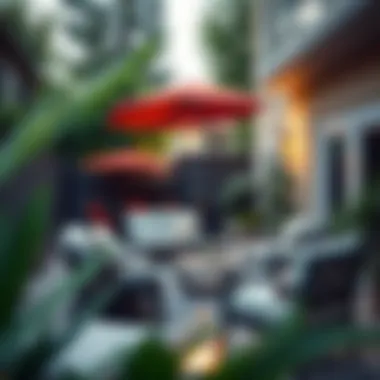 A beautiful patio showcasing a variety of furniture styles