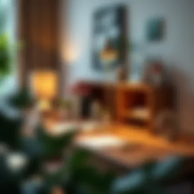 Decorative elements enhancing the wood desk's aesthetic