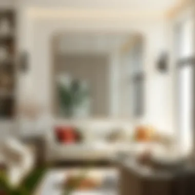 Stylishly arranged mirror in a contemporary living room