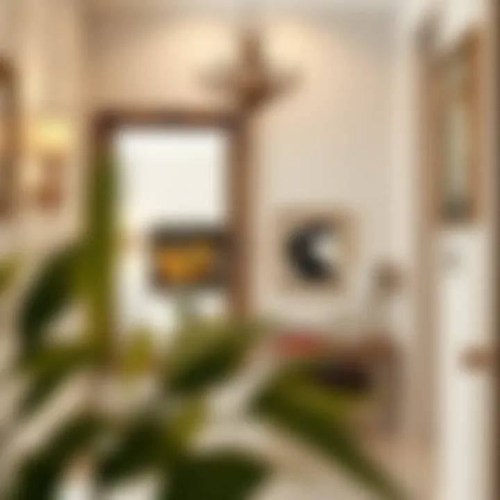 Decorative framed mirror adding character to a hallway