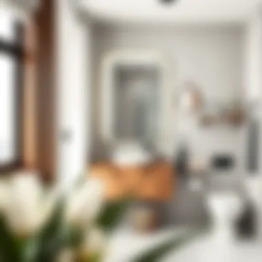 Functional mirror placement in a bright bathroom