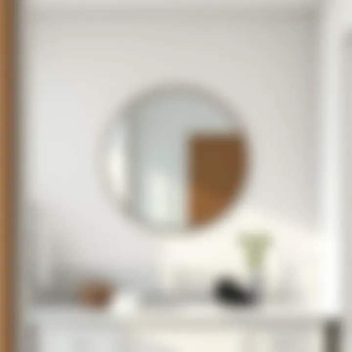 Round mirror as a focal point in a contemporary bathroom