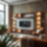 Stylish 25-inch wide shelving unit in modern living room