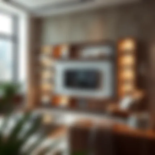 Stylish 25-inch wide shelving unit in modern living room