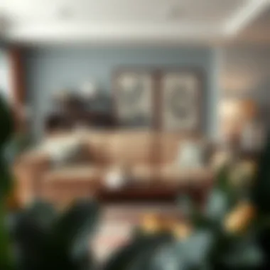 Elegant vintage second-hand sofa in a stylish living room setting