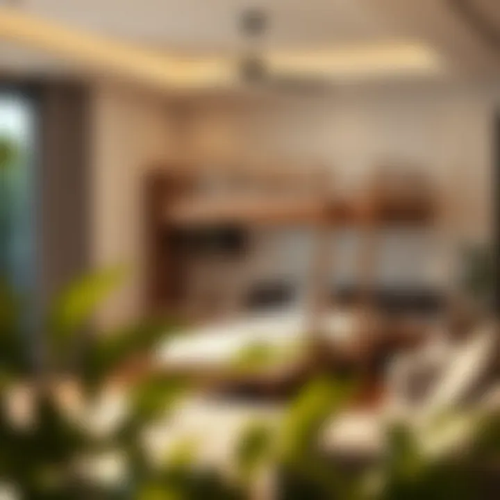 Stylish interior featuring a pull-out bunk bed integrated into modern decor