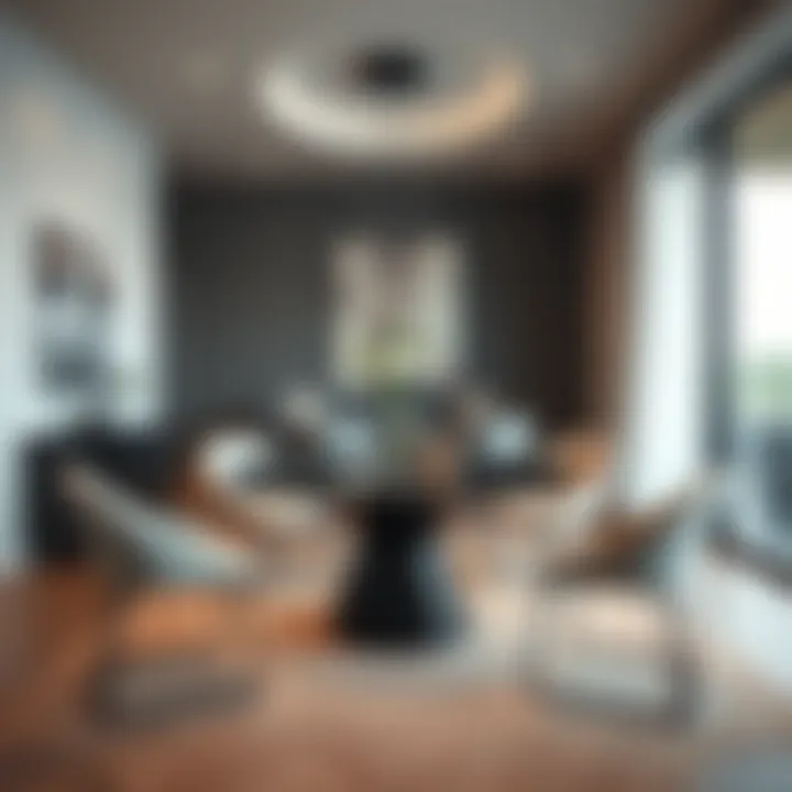 Stylish circular glass dining table set integrated into a contemporary interior