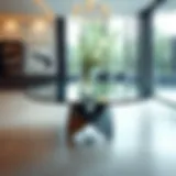 Elegant circular glass dining table set in a modern dining room