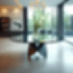 Elegant circular glass dining table set in a modern dining room