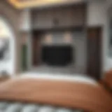 Elegant hidden TV cabinet design at the end of a bed