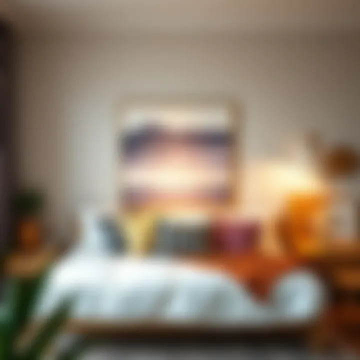 Cozy bedroom featuring a full futon bed with decorative pillows