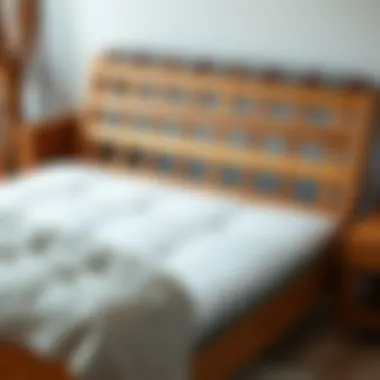 Detailed view of futon mattress and frame construction