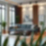 A stylish full futon bed in a modern living room