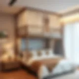 Elegant top bunk curtain design in a modern bedroom