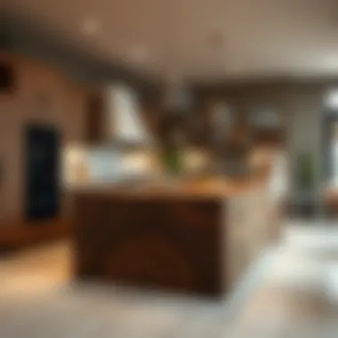 Contemporary kitchen featuring a stunning butcher block island as the centerpiece