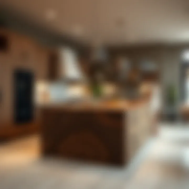 Contemporary kitchen featuring a stunning butcher block island as the centerpiece