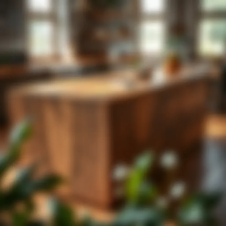 Elegant butcher block island slab showcasing natural wood grains