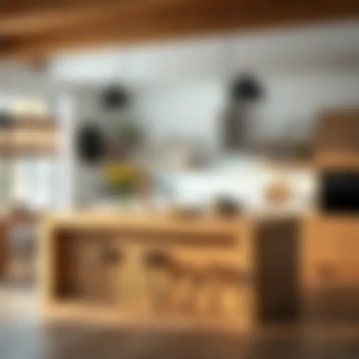 Stylish kitchen with carefully designed butcher block island and accessories