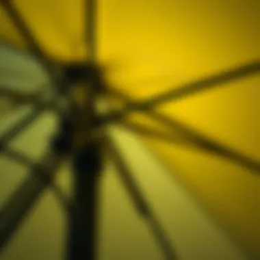 Close-up of cantilever umbrella mechanism showcasing its unique design