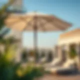 A stylish cantilever umbrella providing shade in a modern outdoor setting