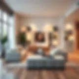 Chic 13x13x13 cube arrangement in a modern living room