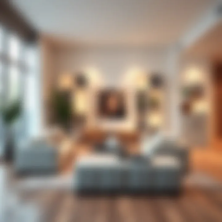 Chic 13x13x13 cube arrangement in a modern living room