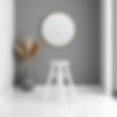 Minimalist white three-step stool against a stylish backdrop