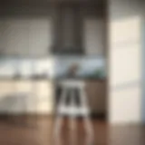 Elegant white three-step stool in a modern kitchen setting