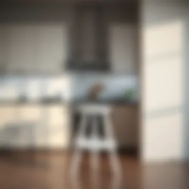 Elegant white three-step stool in a modern kitchen setting