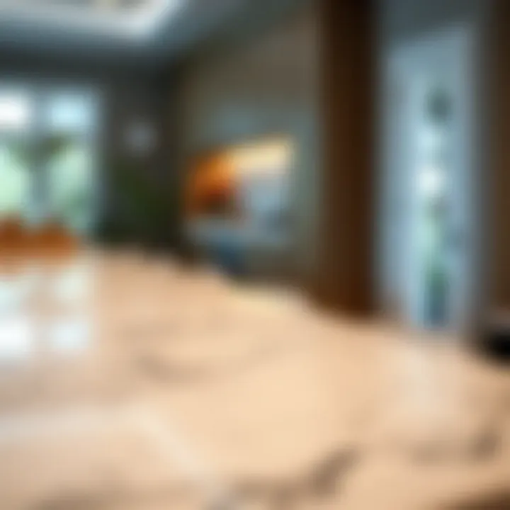 Close-up of a quartz countertop highlighting its durability and finish