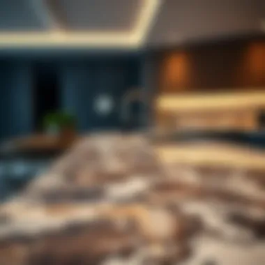 Sophisticated quartz countertop displaying intricate patterns