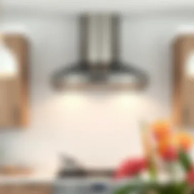 Sleek stainless steel over oven hood in a modern kitchen