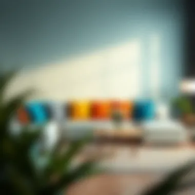 Living room styled using color-coordinated pillow covers for a harmonious look.