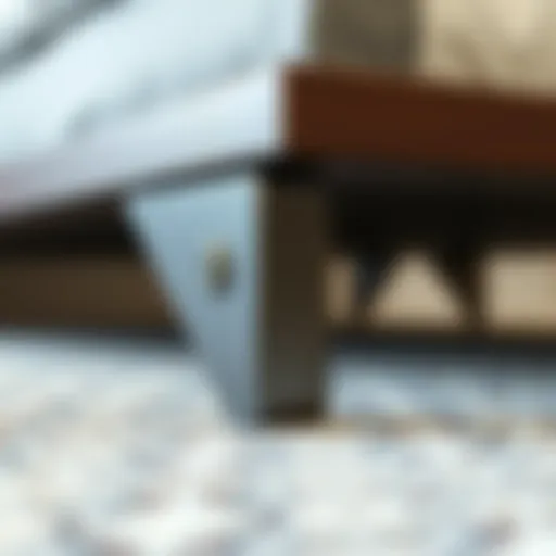 Close-up view of a sturdy steel bed frame foot illustrating its robust design