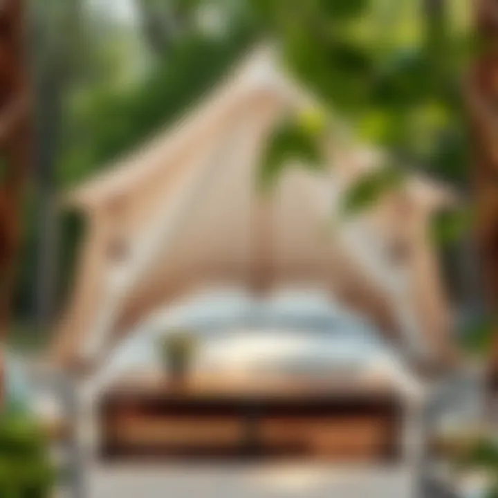 Tent bedroom in a serene outdoor setting surrounded by nature