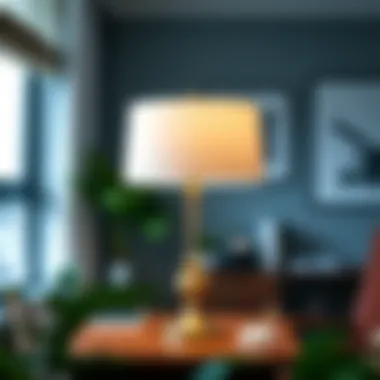 10 inch white lamp shade enhancing a chic office space