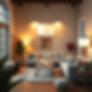 Cozy living room illuminated by a 10 inch white lamp shade