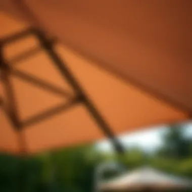Close-up of high-quality material used in patio umbrellas