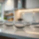 Elegant display of glass bowls on a modern kitchen counter