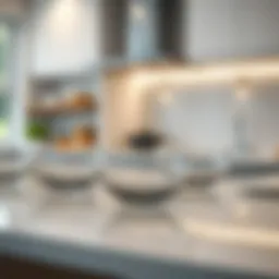Elegant display of glass bowls on a modern kitchen counter