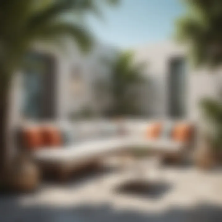 Stylish outdoor corner lounge set in a beachside environment