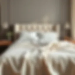 Elegant plain bedspread draped over a stylish bed