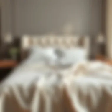 Elegant plain bedspread draped over a stylish bed