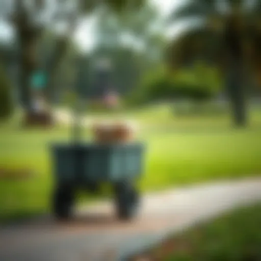 Versatile plastic wagon cart in a park setting