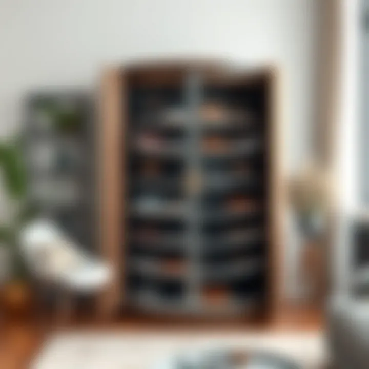 Creative design of a rotating shoe cabinet integrated into home decor