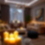 Elegant display of small LED candle lights illuminating a cozy living room