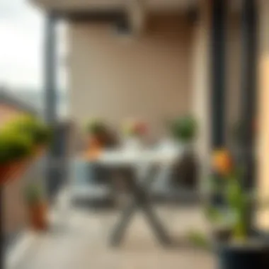 Versatile tall folding bistro table utilized in a small balcony